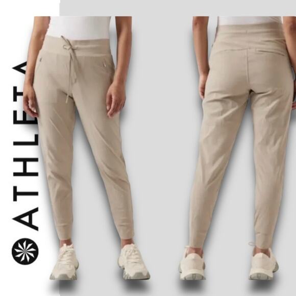 ATHLETA TREKKIE NORTH JOGGER YOGA PILATES ATHLEISURE OATMEAL 3X 24 - Picture 2 of 11
